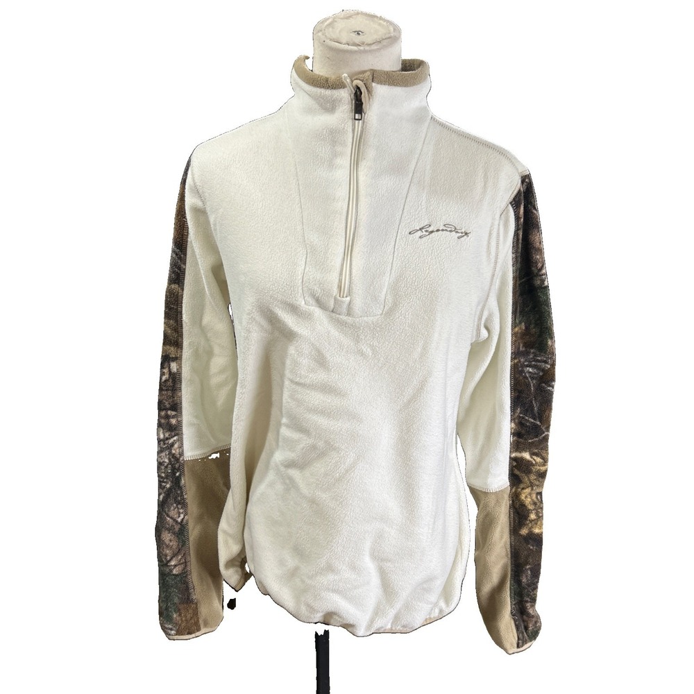 Legendary Whitetails Women Fleece Pullover Camouflage White Medium Quarter Zip